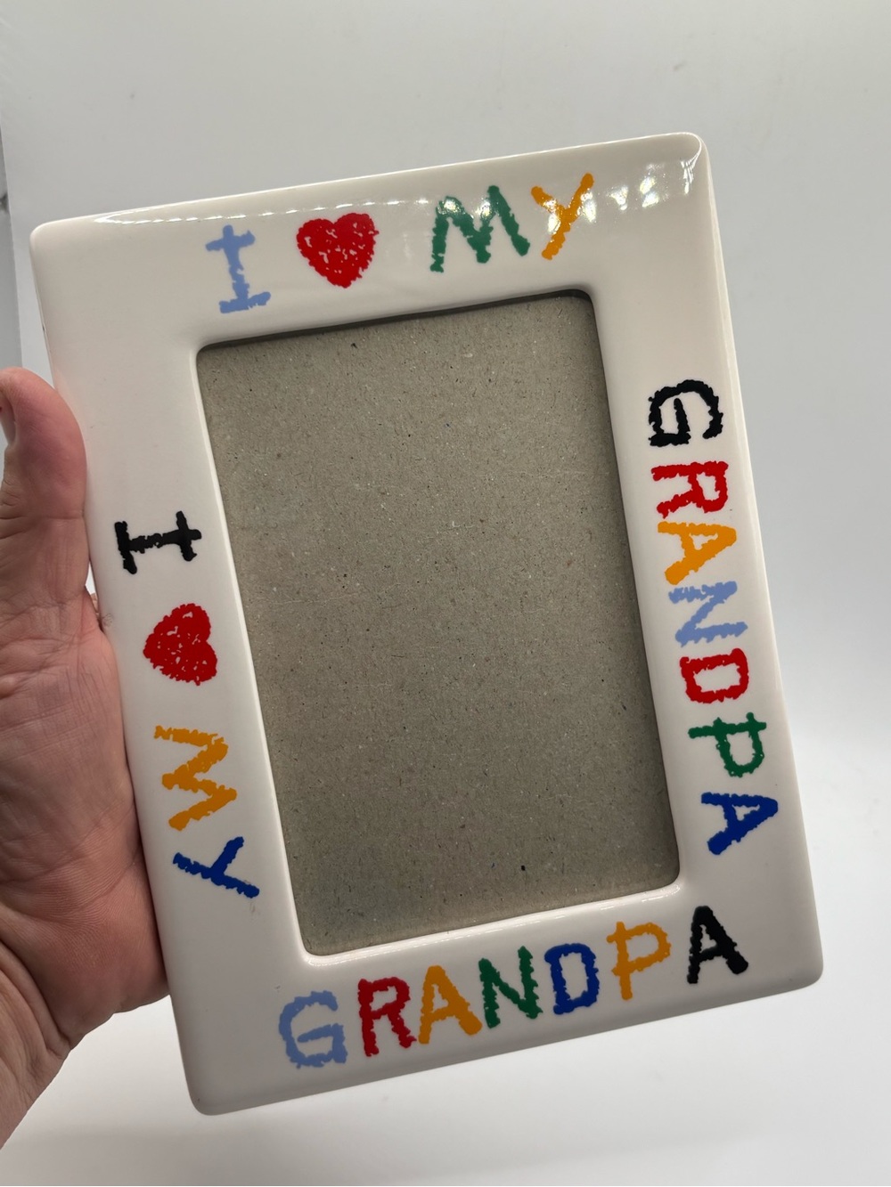 Vintage I Love My Grandpa Picture Frame Crayon 4x6 Doodle Drawing 1990’s